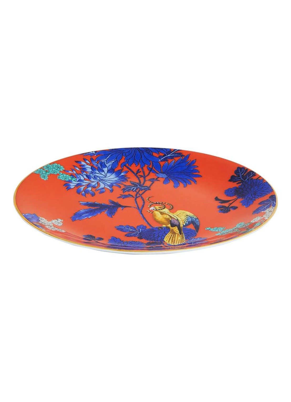 Wedgwood Wonderlust Golden Parrot ontbijtbord 20cm - voorkant oranjerood
