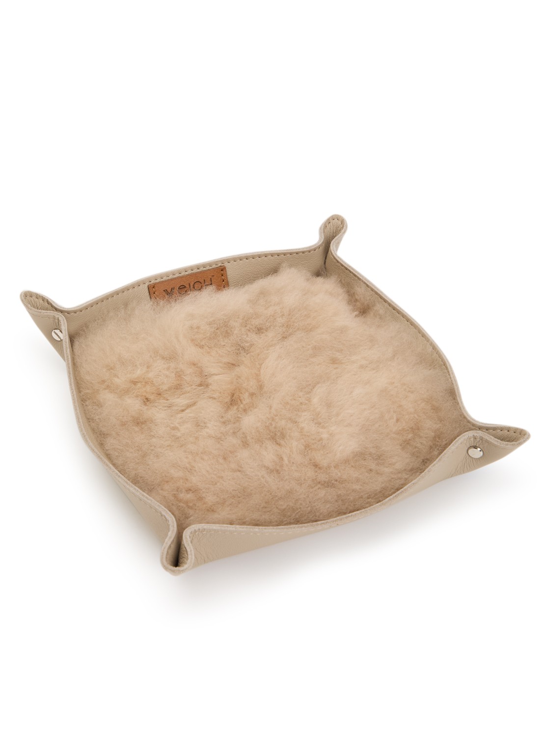 WEICH Todo Catchall opbergschaal van alpaca vacht 20 cm - voorkant donkerbeige