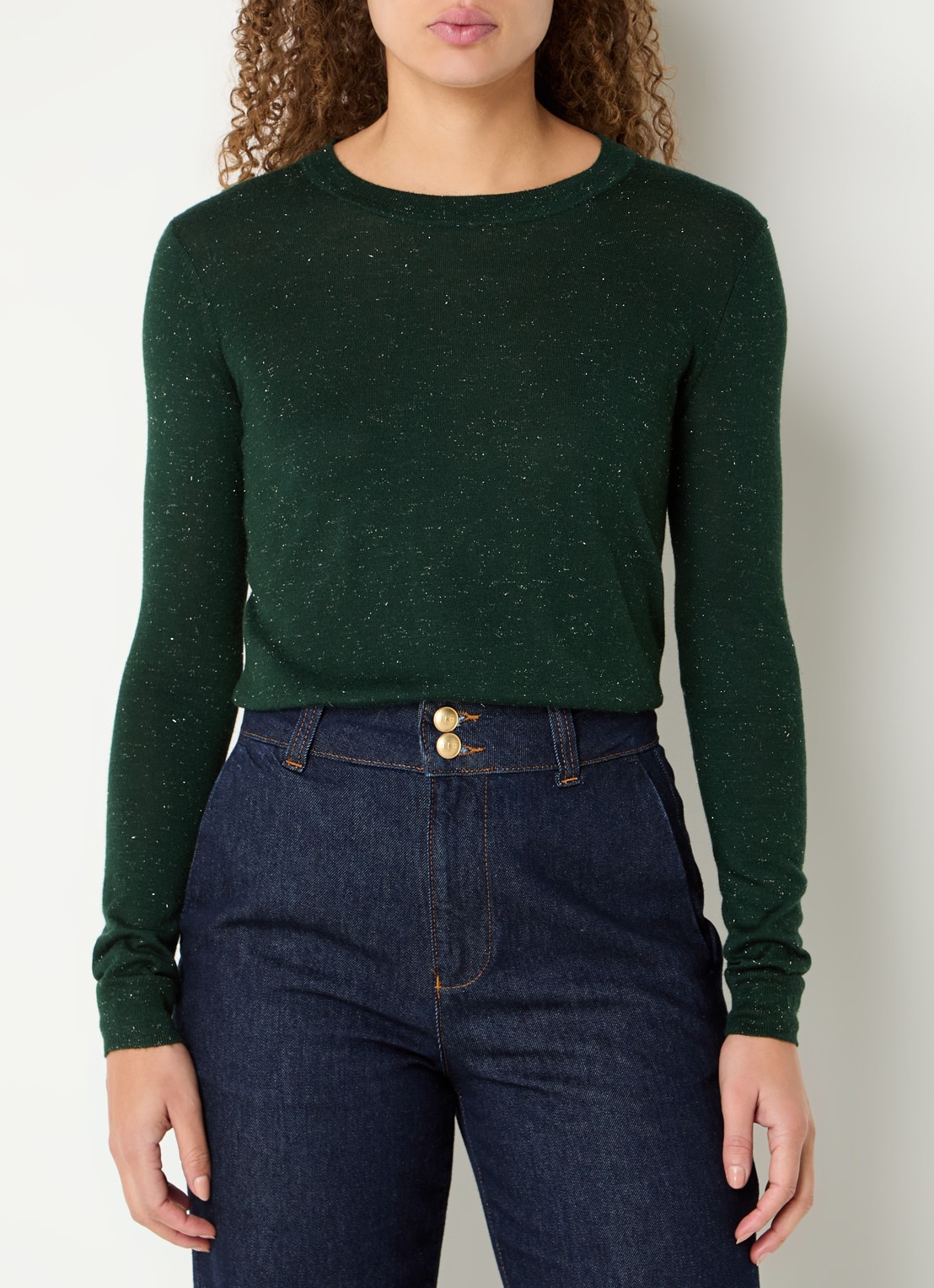 Whistles Annie fijngebreide pullover met lurex - detail groen