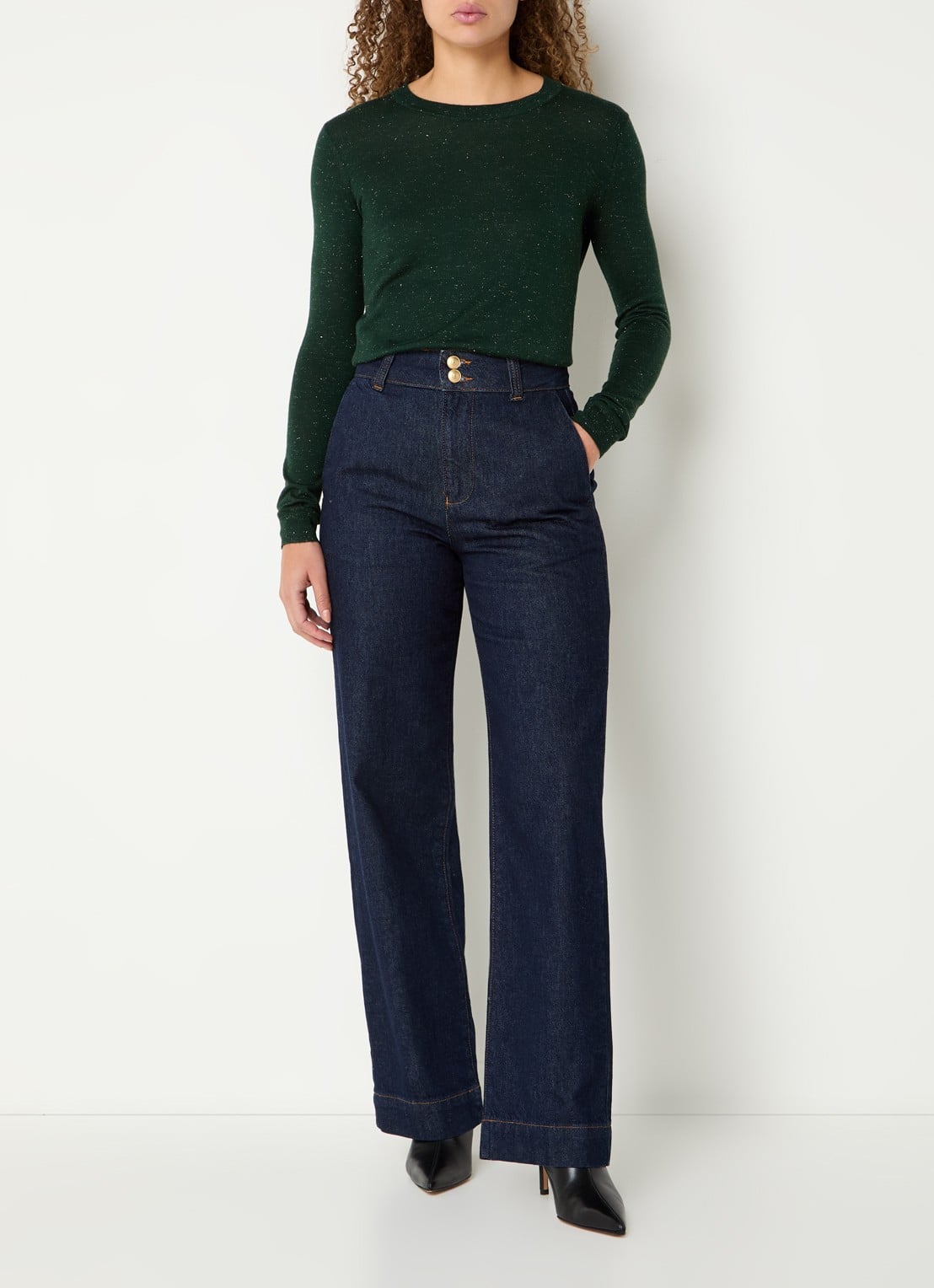 Whistles Annie fijngebreide pullover met lurex - voorkant 4 groen