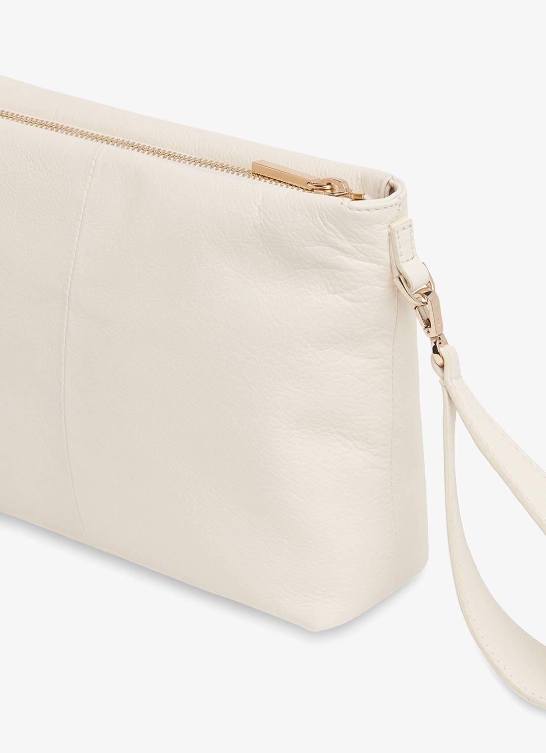 Whistles Avah clutch van leer - detail ivoor
