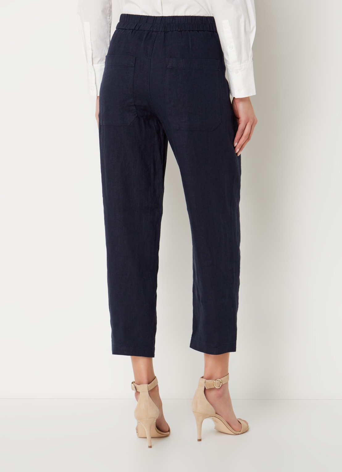 Whistles Barrel high waist cropped tapered fit broek van linnen - achterkant 5 indigo