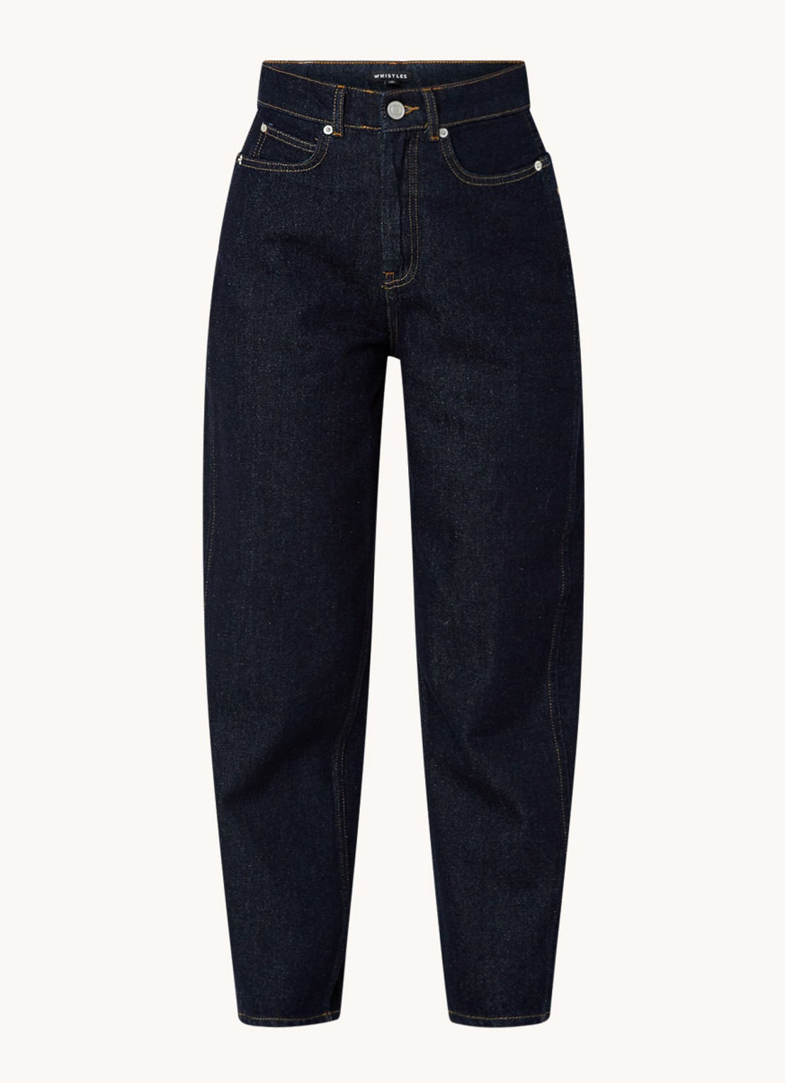 Whistles Barrel high waist tapered cropped jeans met donkere washing - voorkant 4 indigo
