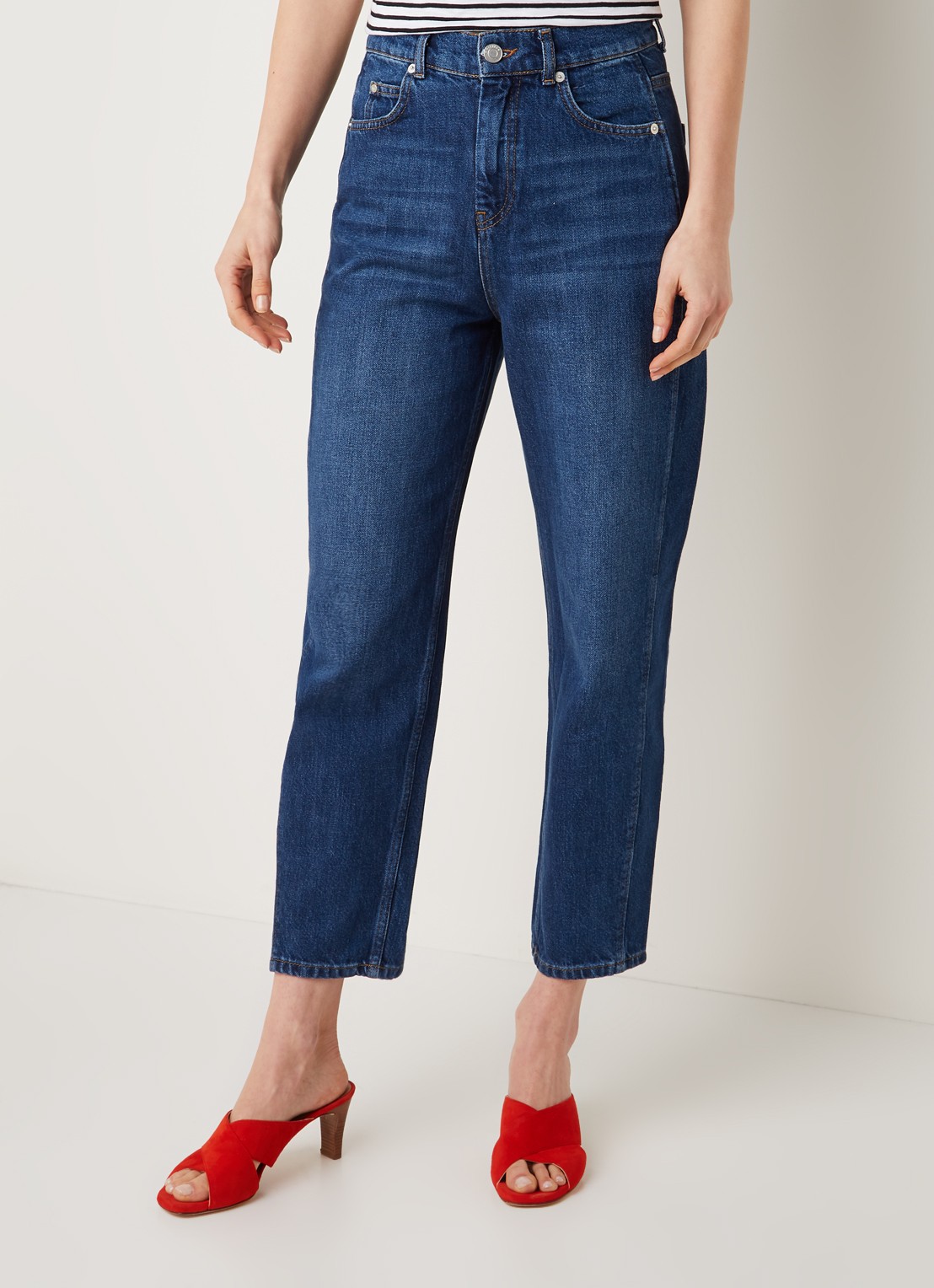 Whistles Barrel high waist tapered cropped jeans met medium washing - detail 2 indigo