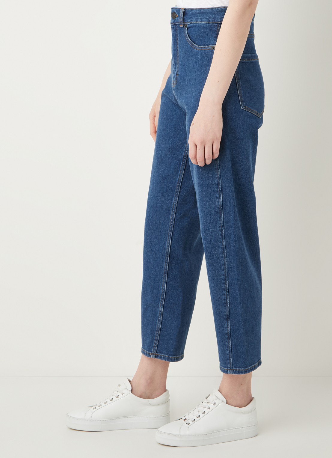 Whistles Barrel high waist tapered cropped jeans - detail 4 indigo