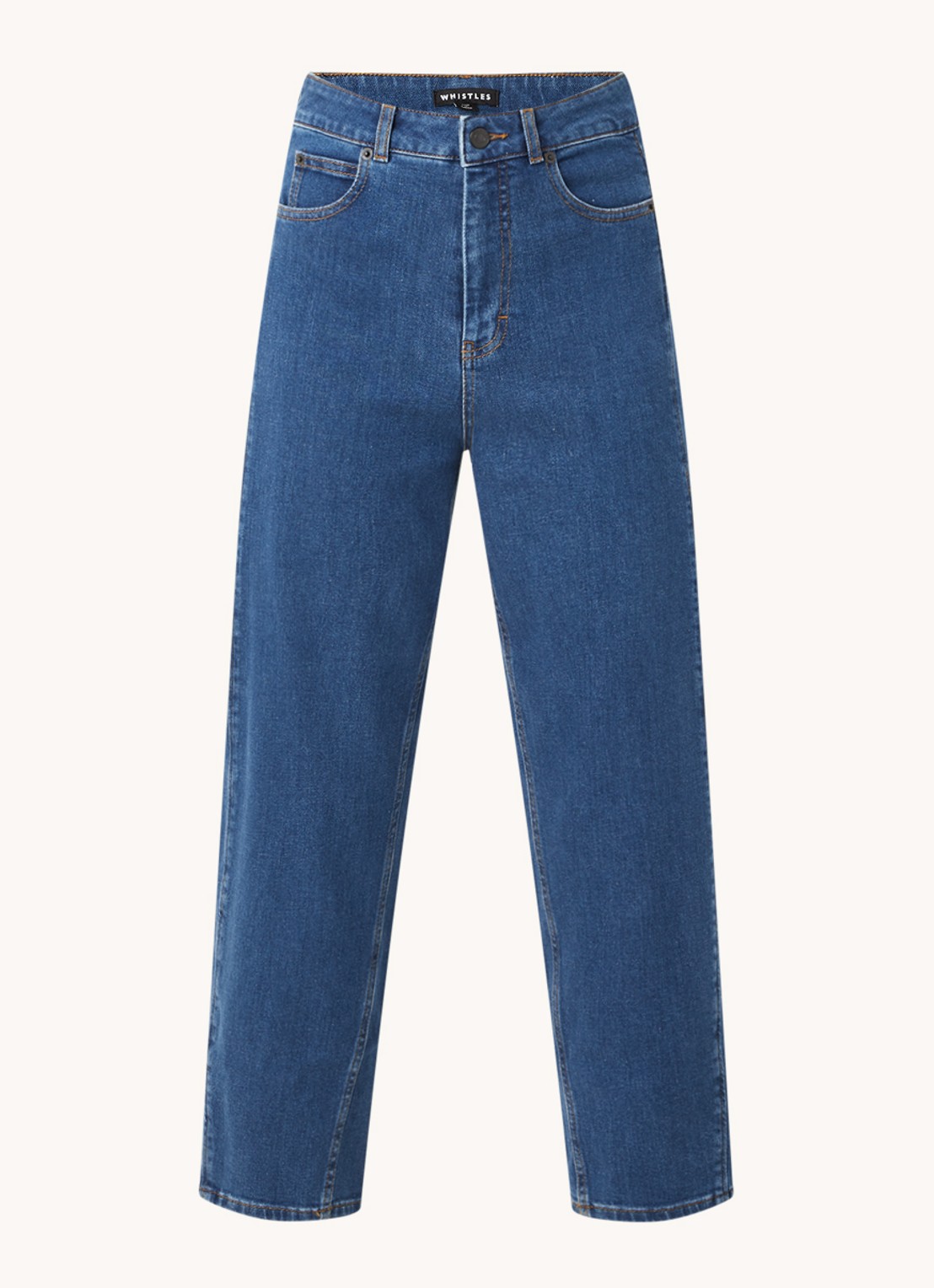 Whistles Barrel high waist tapered cropped jeans - voorkant indigo