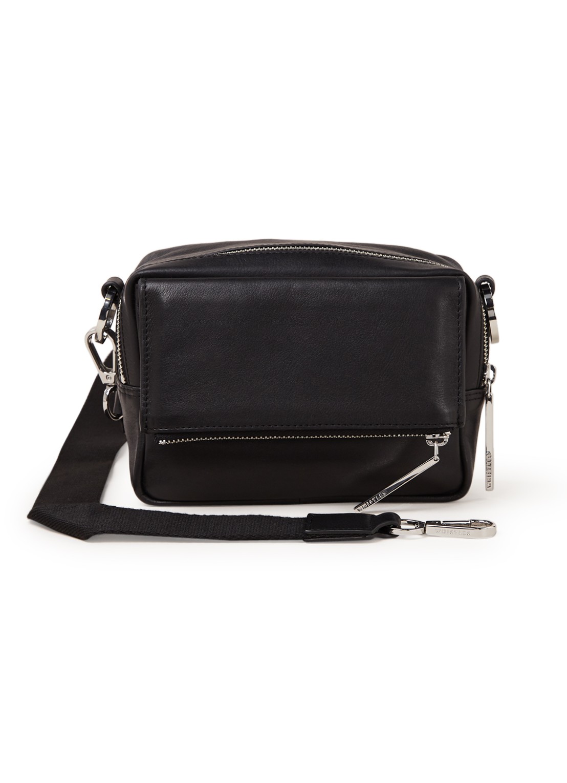 Whistles Bibi crossbodytas van leer  - voorkant zwart