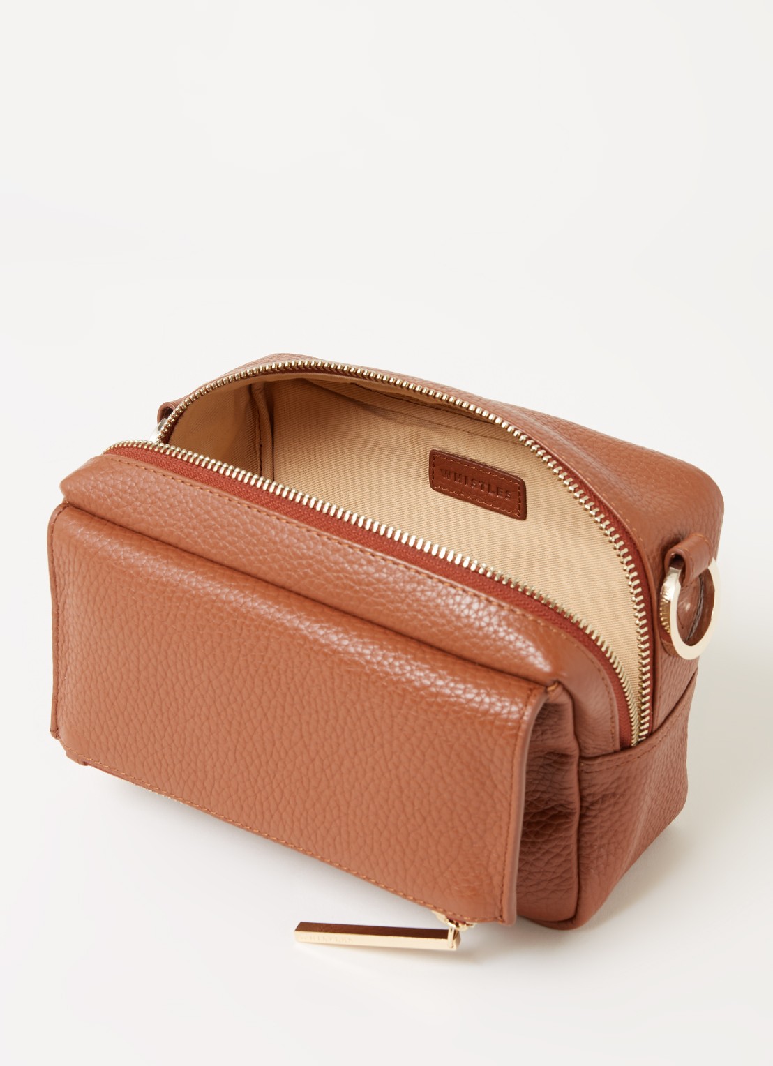 Whistles Bibi crossbodytas van leer - detail 2 bruin