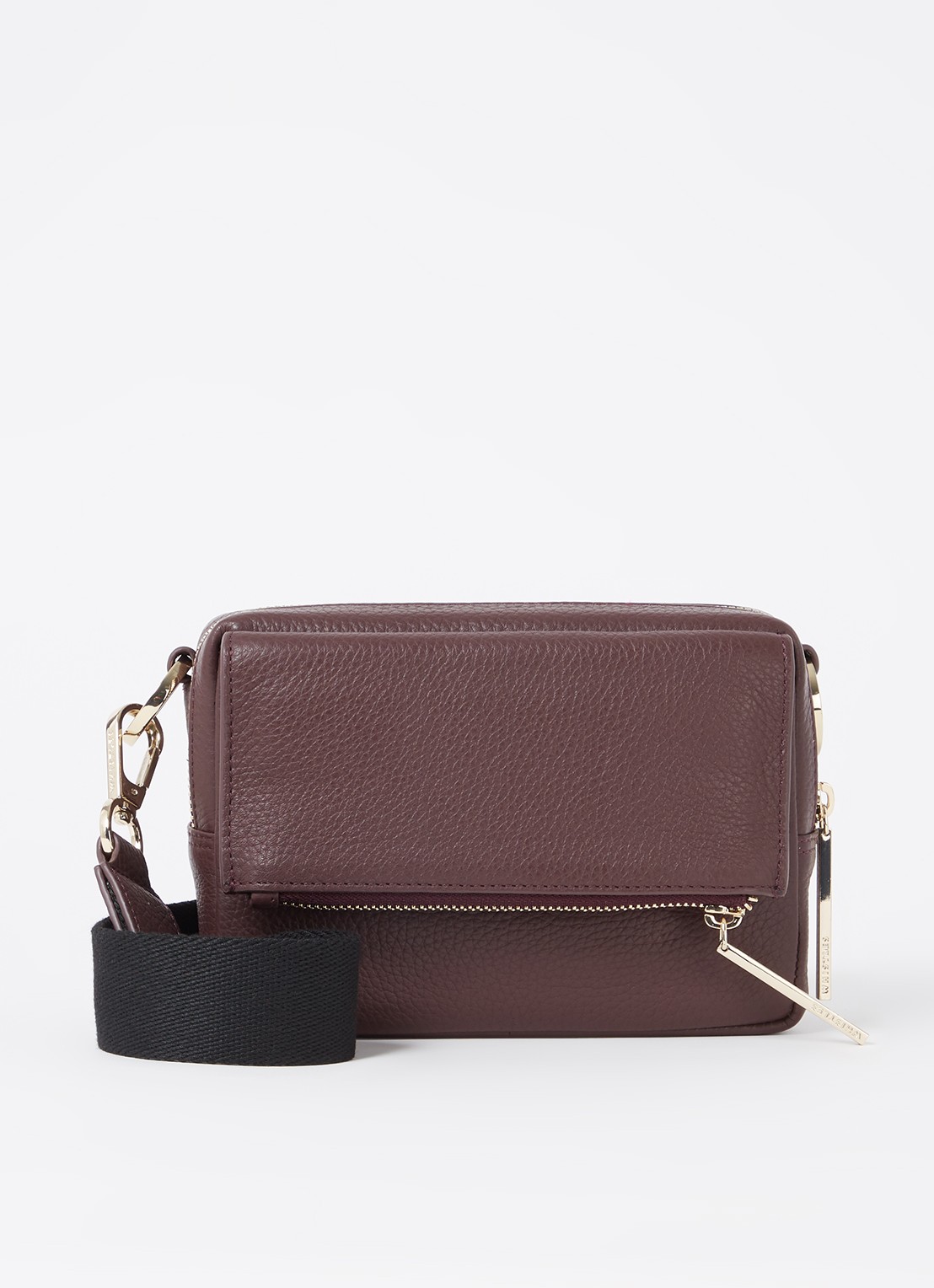 Whistles Bibi crossbodytas van leer - voorkant aubergine