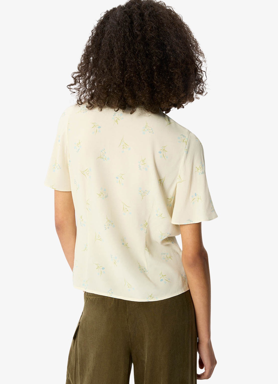 Whistles Blouse met bloemenprint en vlindermouw - achterkant ivoor