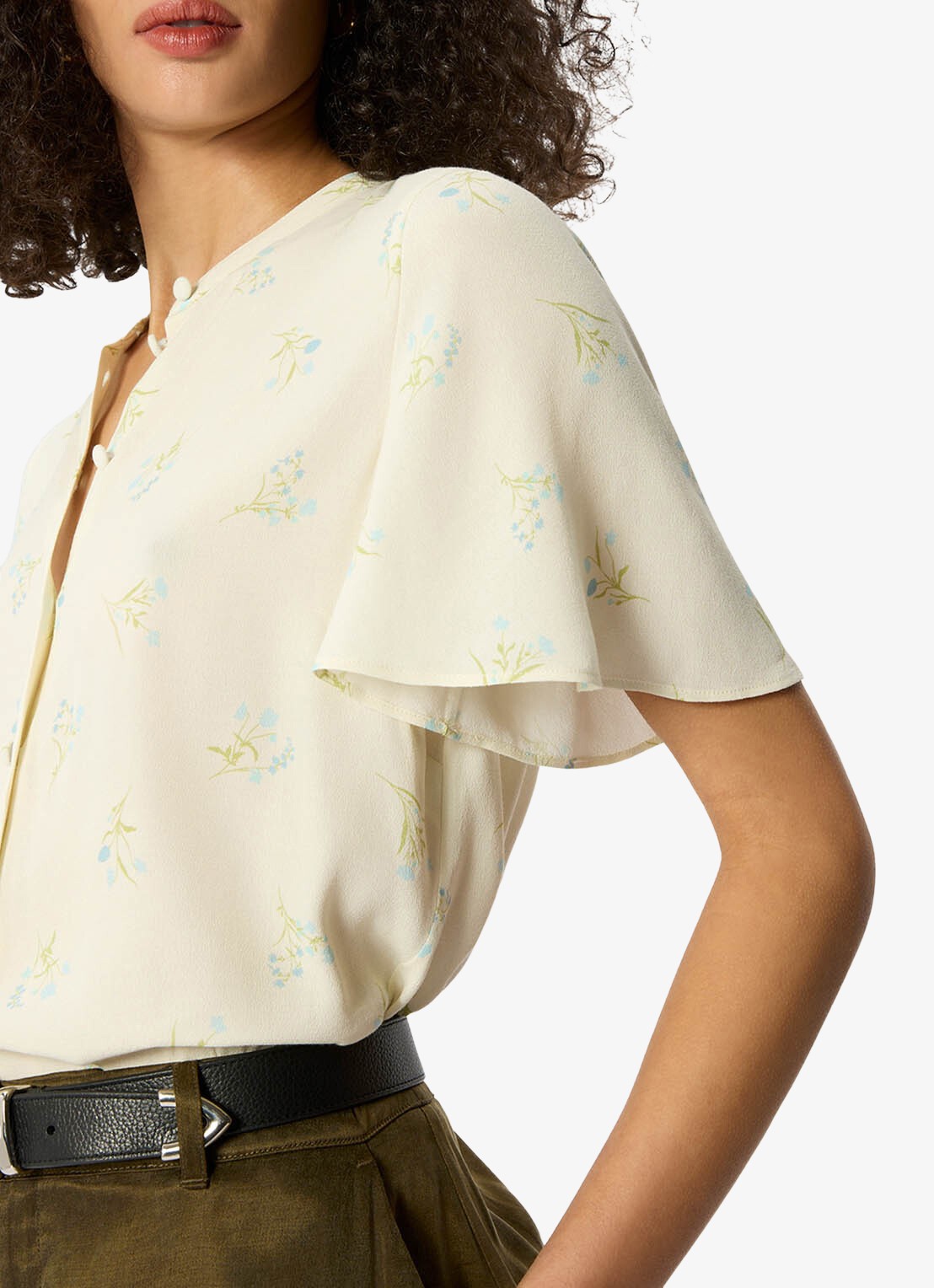 Whistles Blouse met bloemenprint en vlindermouw - detail 5 ivoor
