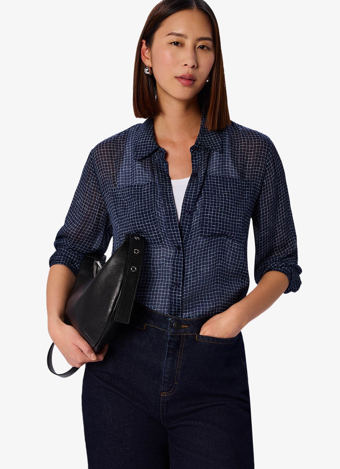 Whistles Blouse met borstzakken - detail 4 blauw