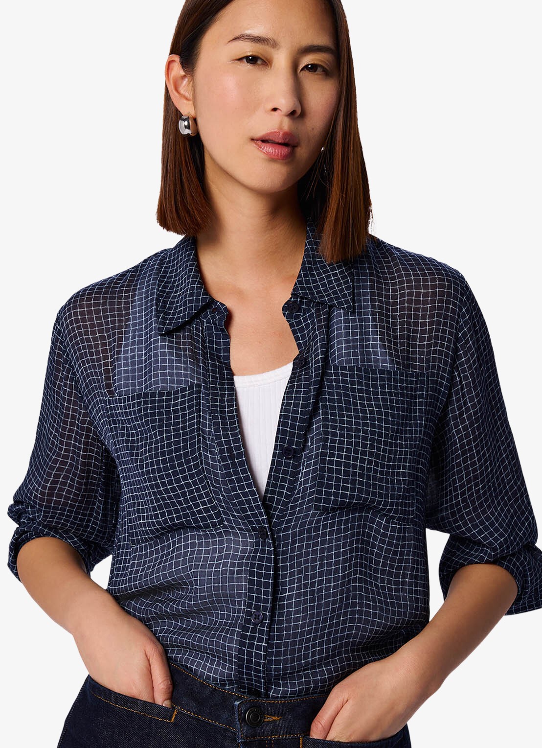 Whistles Blouse met borstzakken - detail 5 blauw