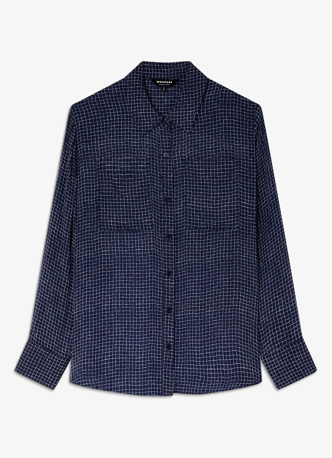 Whistles Blouse met borstzakken - voorkant blauw