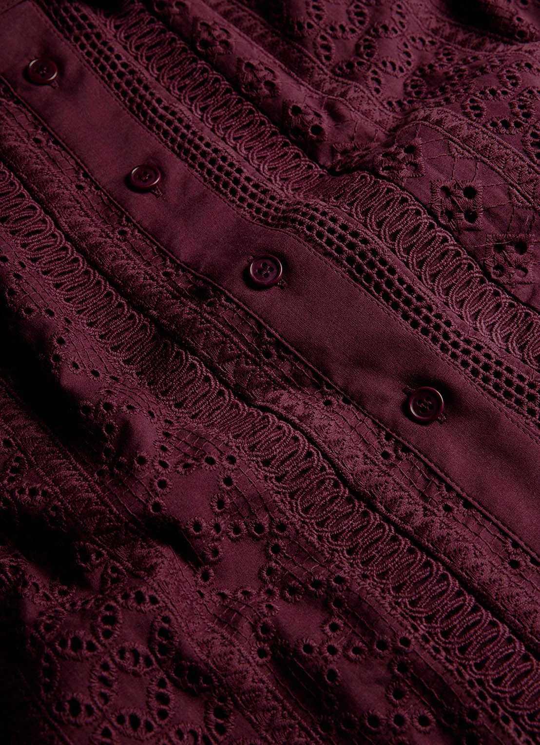 Whistles Blouse met broderie - detail 6 bordeauxrood
