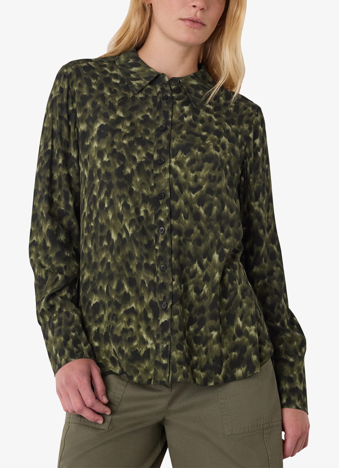 Whistles Blouse met dierenprint - detail 3 groen