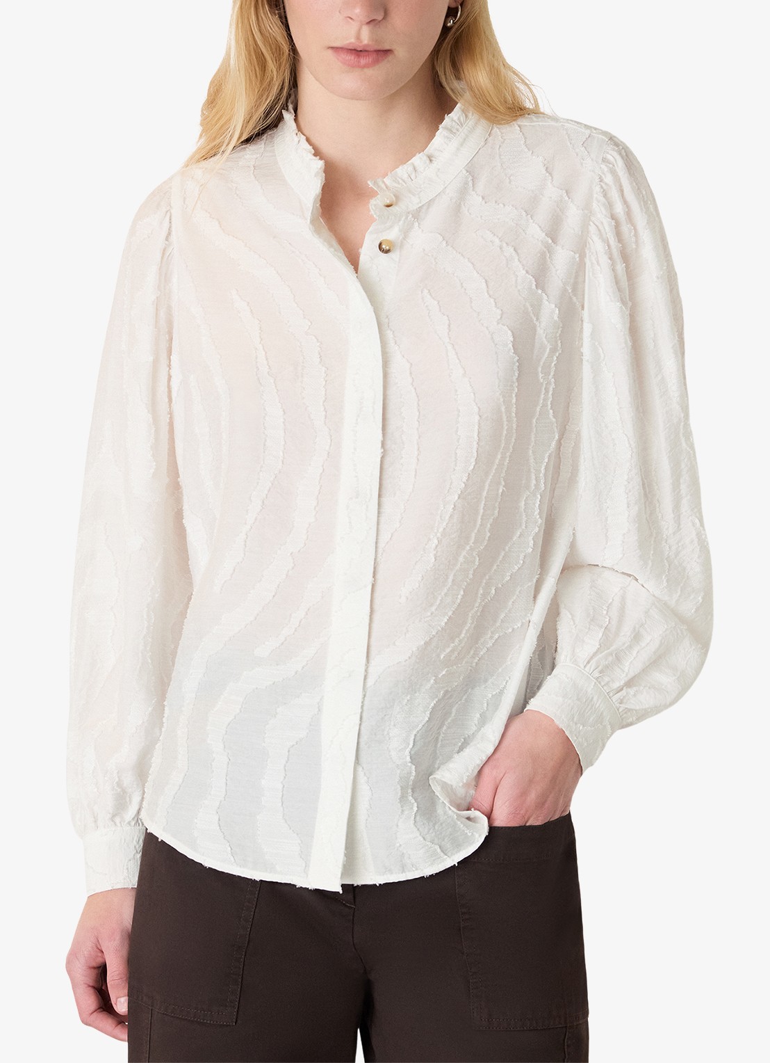 Whistles Blouse met dierenprint - detail ivoor