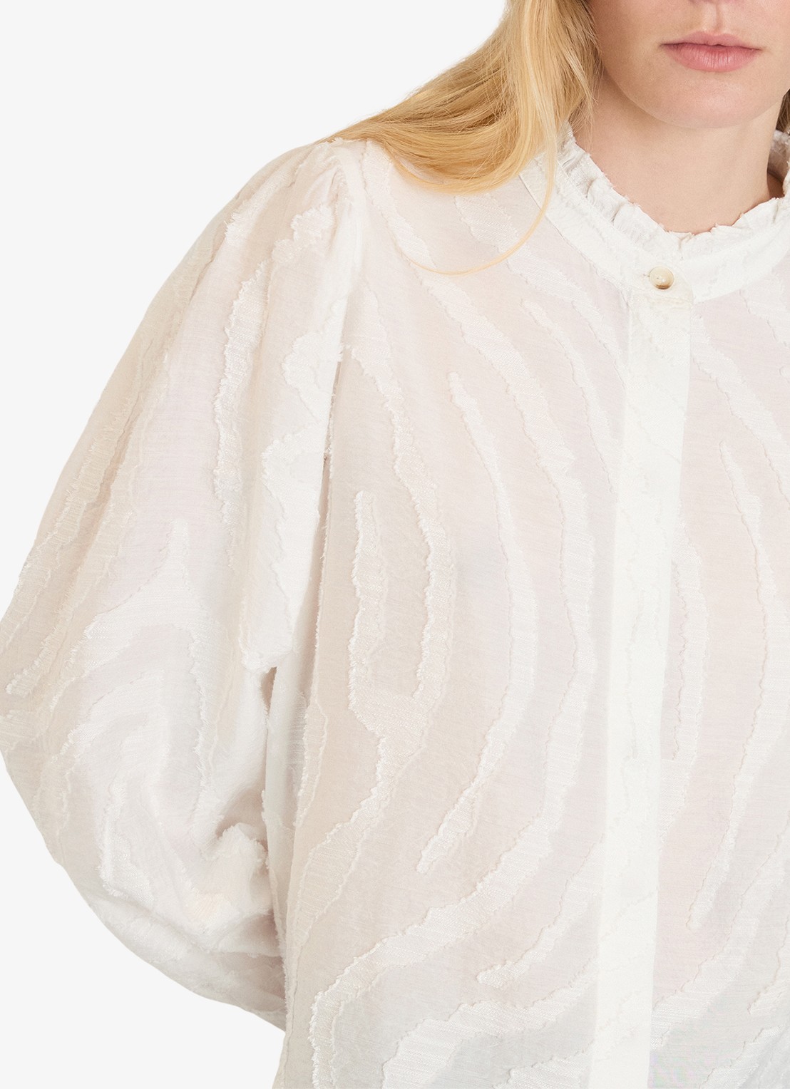 Whistles Blouse met dierenprint - detail 2 ivoor