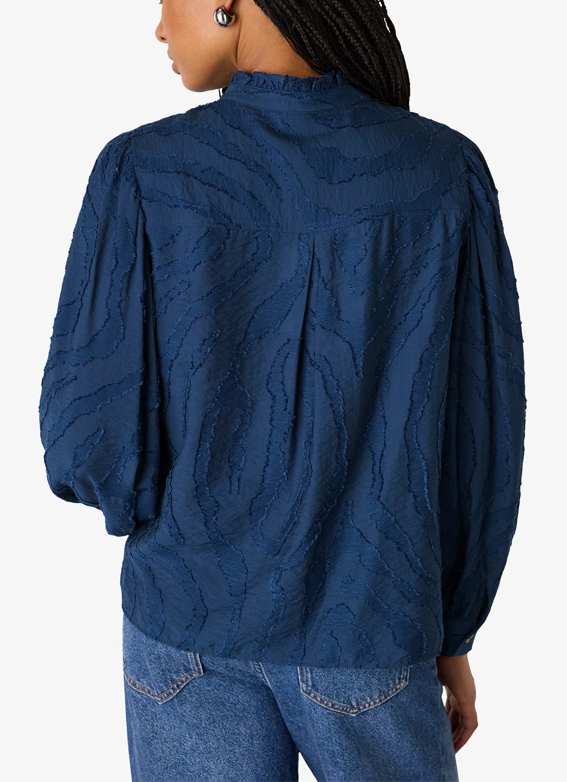 Whistles Blouse met dierenprint - achterkant 2 donkerblauw