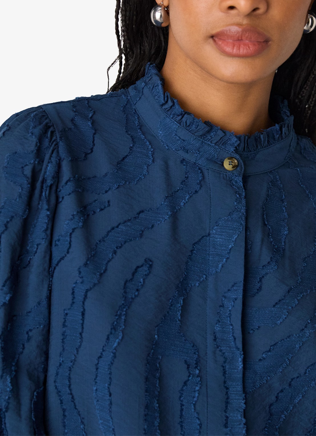 Whistles Blouse met dierenprint - detail 4 donkerblauw