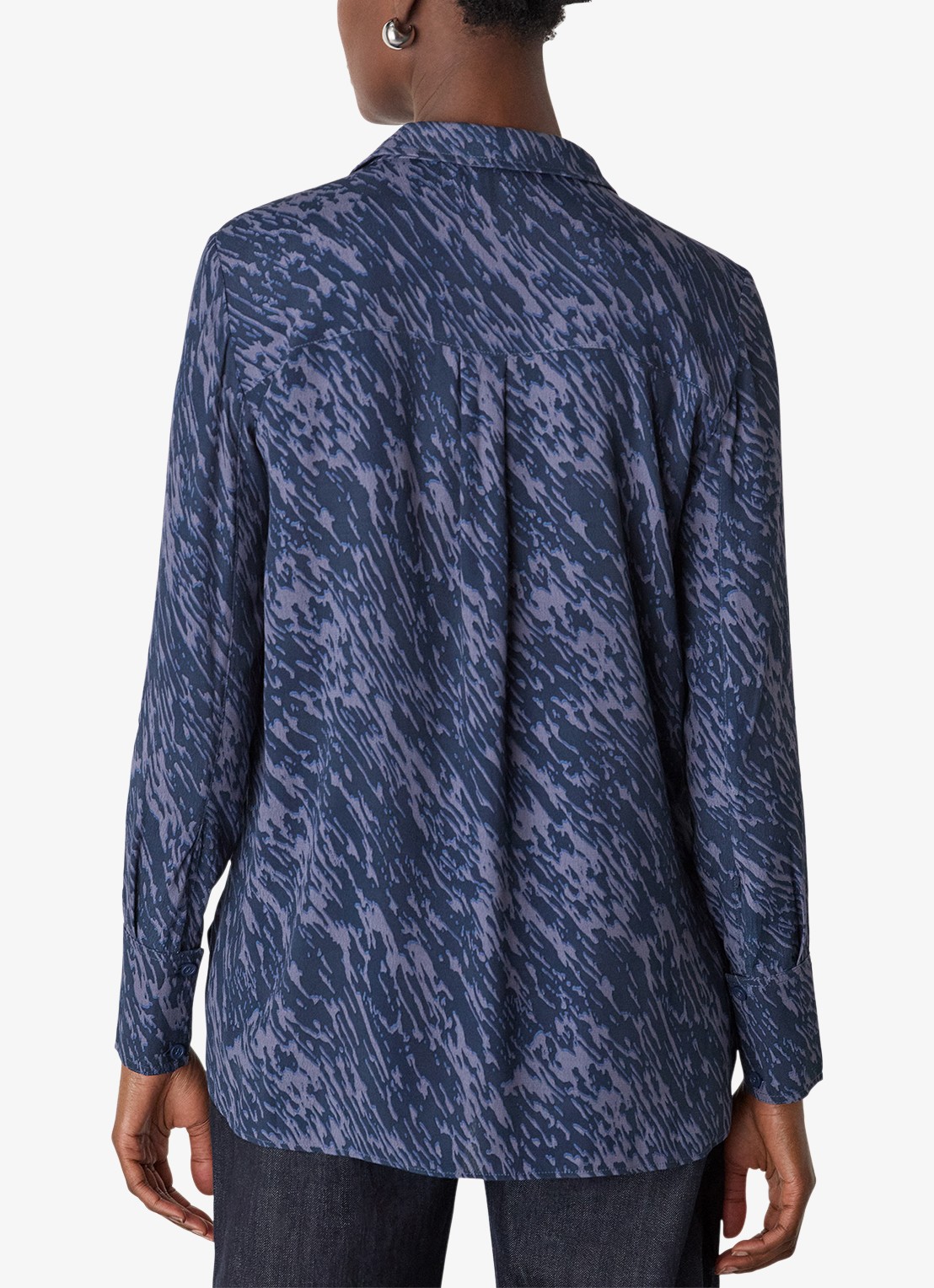 Whistles Blouse met grafische print - achterkant donkerblauw