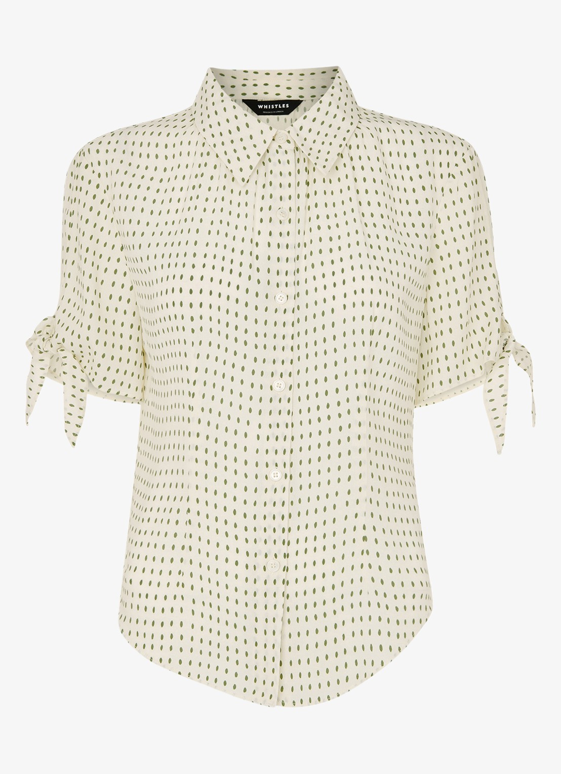 Whistles Blouse met stippenprint - voorkant 2 bronsgroen