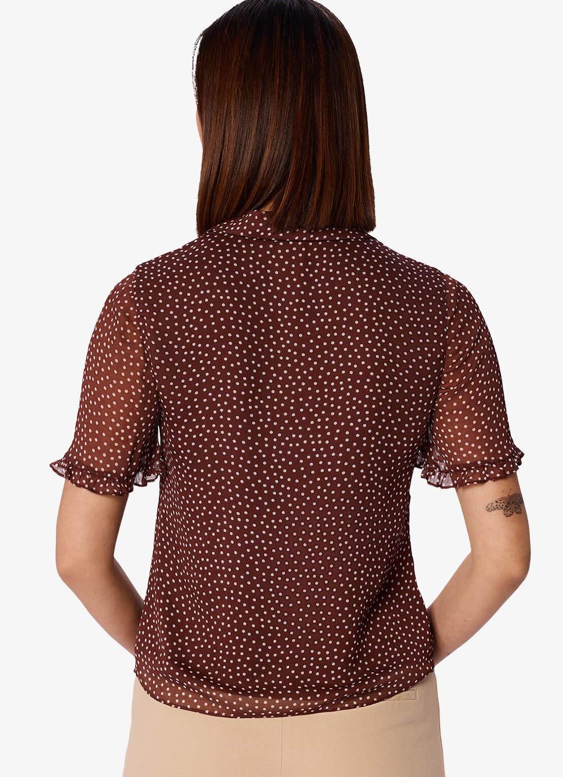 Whistles Blouse met stippenprint - achterkant 3 bruin
