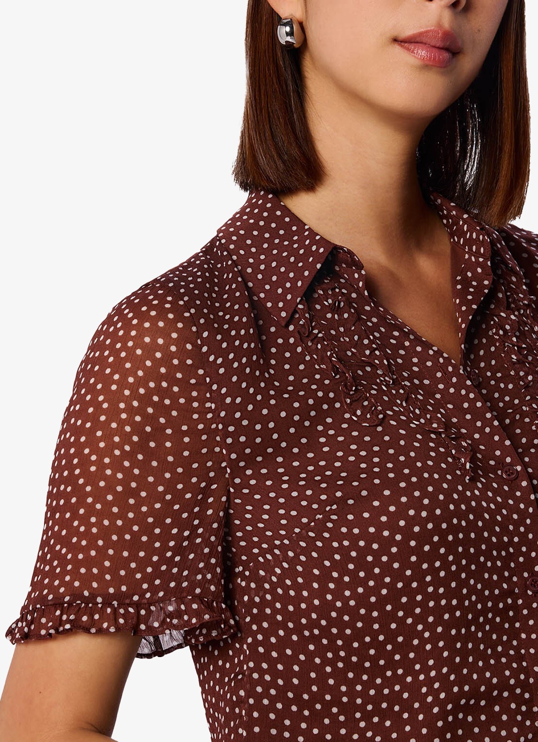 Whistles Blouse met stippenprint - detail 5 bruin