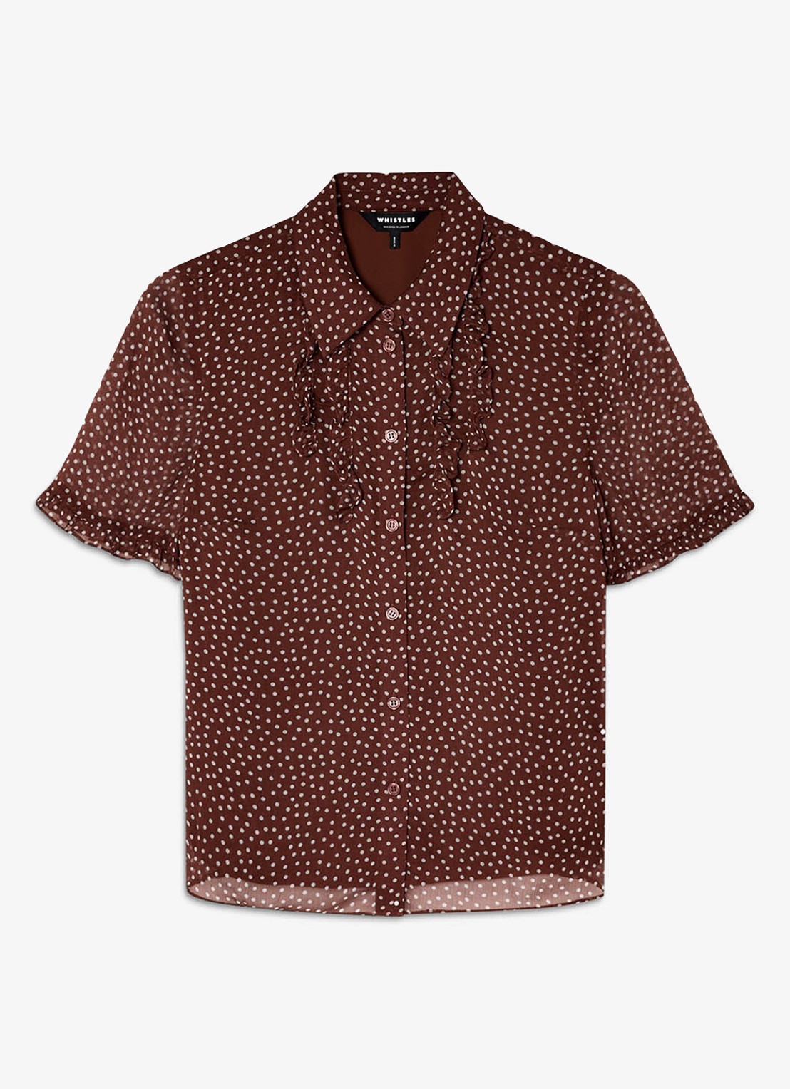 Whistles Blouse met stippenprint - voorkant bruin