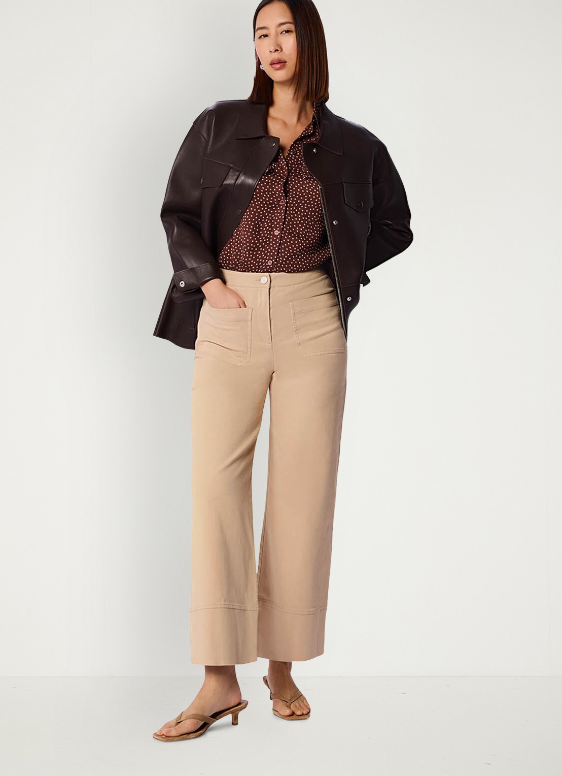 Whistles Blouse met stippenprint - voorkant 2 bruin