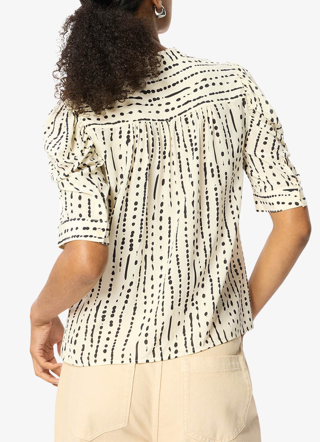 Whistles Blouse met stippenprint - achterkant 7 ivoor