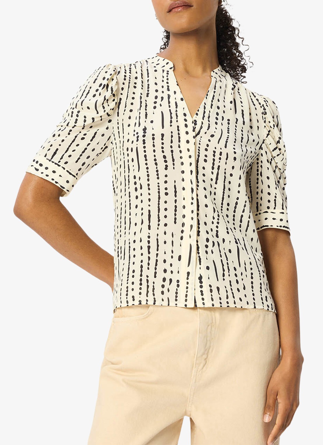 Whistles Blouse met stippenprint - detail 3 ivoor