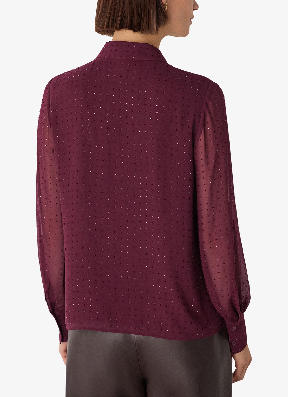 Whistles Blouse met strass - achterkant 4 bordeauxrood