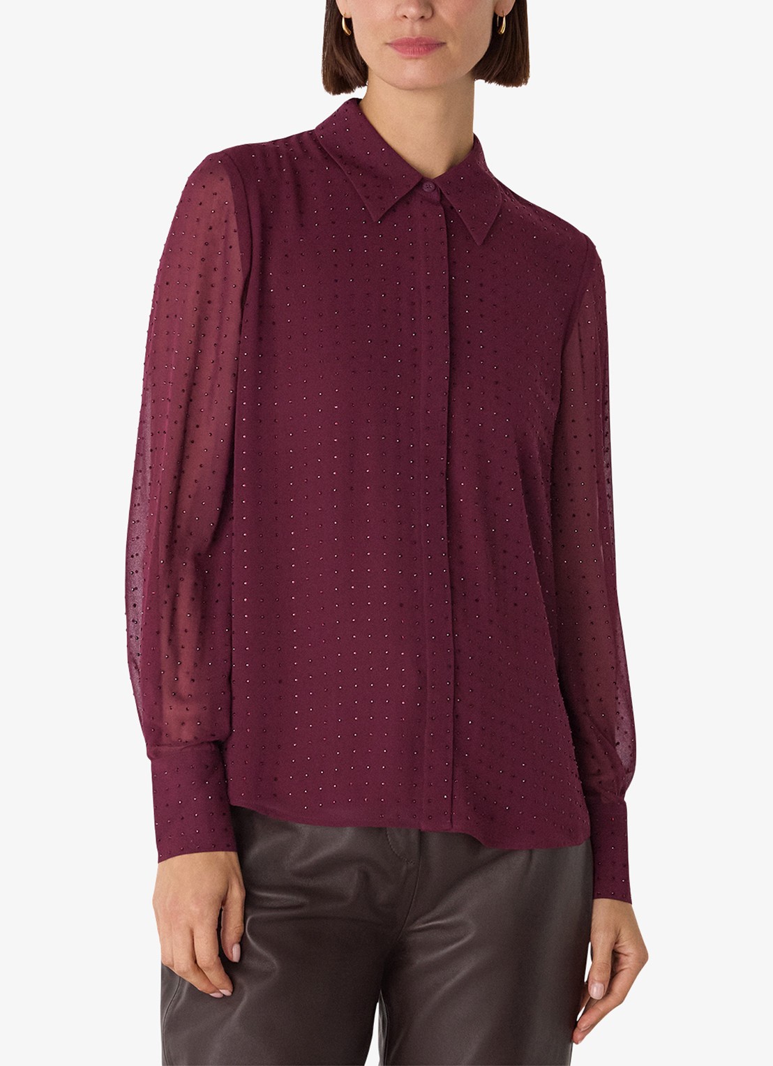 Whistles Blouse met strass - detail 2 bordeauxrood