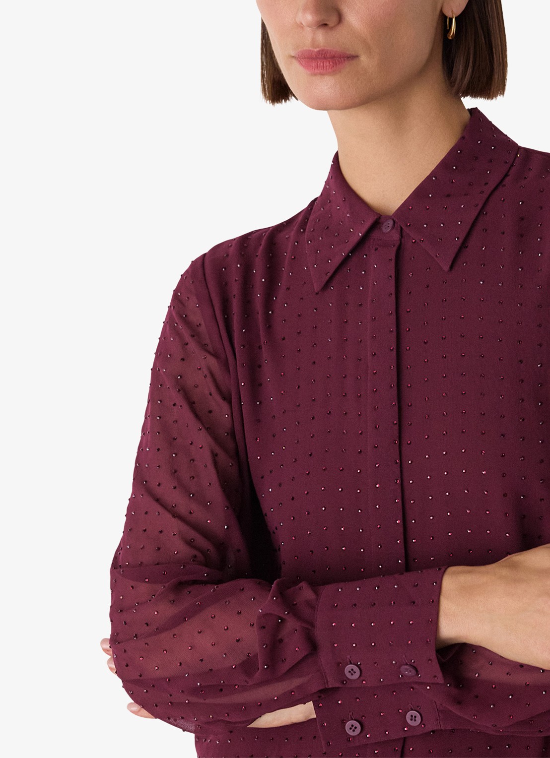 Whistles Blouse met strass - detail 3 bordeauxrood