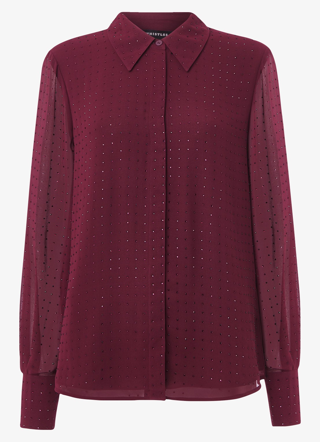 Whistles Blouse met strass - voorkant bordeauxrood