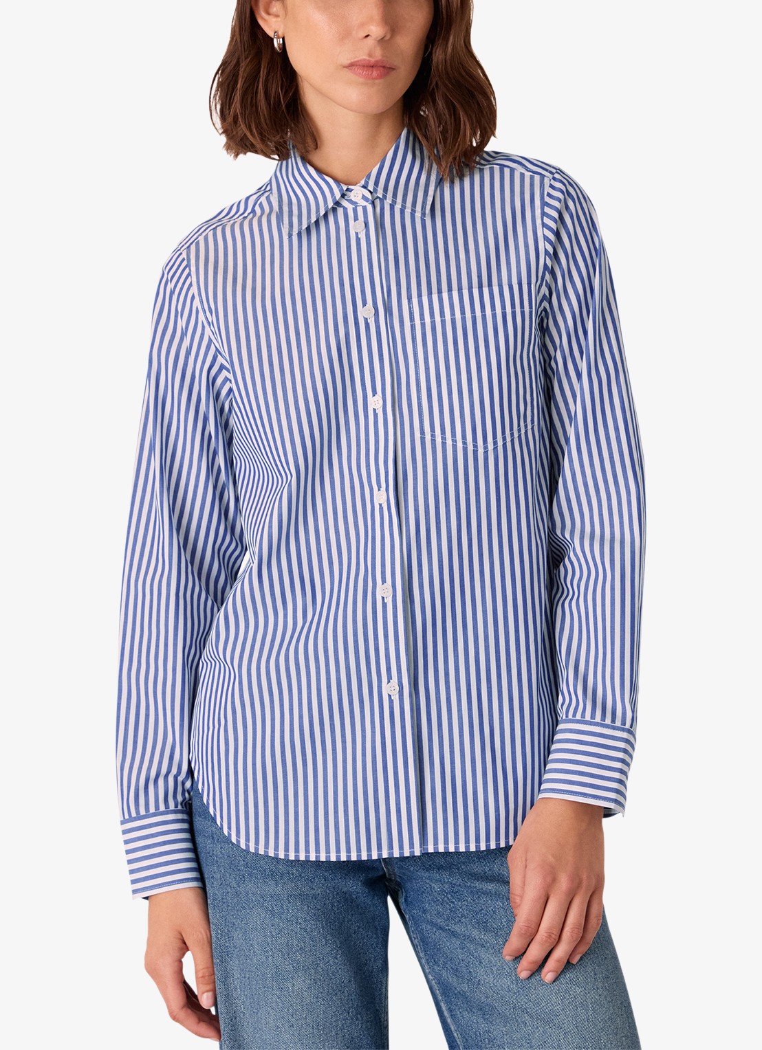 Whistles Blouse met streepprint - detail 2 donkerblauw