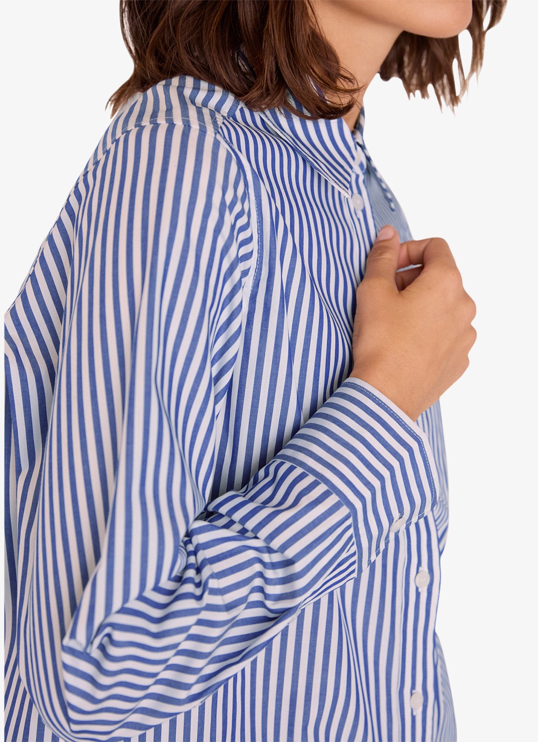 Whistles Blouse met streepprint - detail 3 donkerblauw