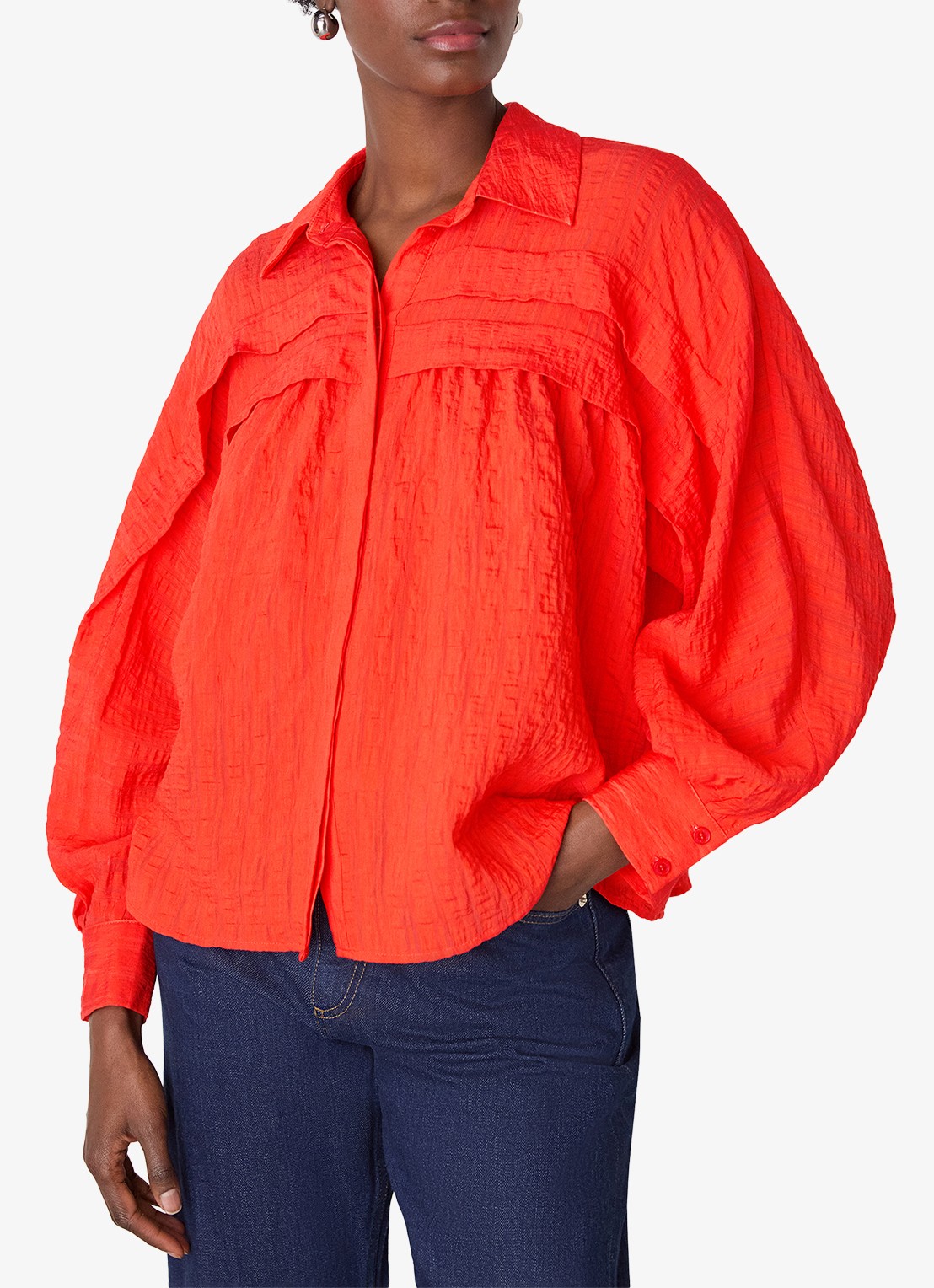 Whistles Blouse met textuur - detail 2 steenrood
