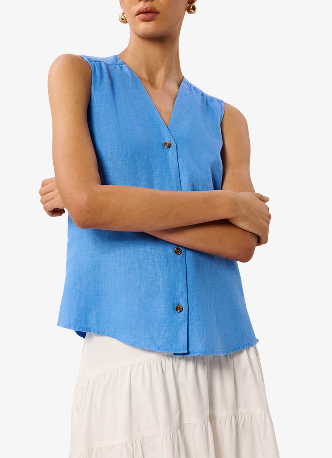 Whistles Blouse met V-hals - detail 4 blauw