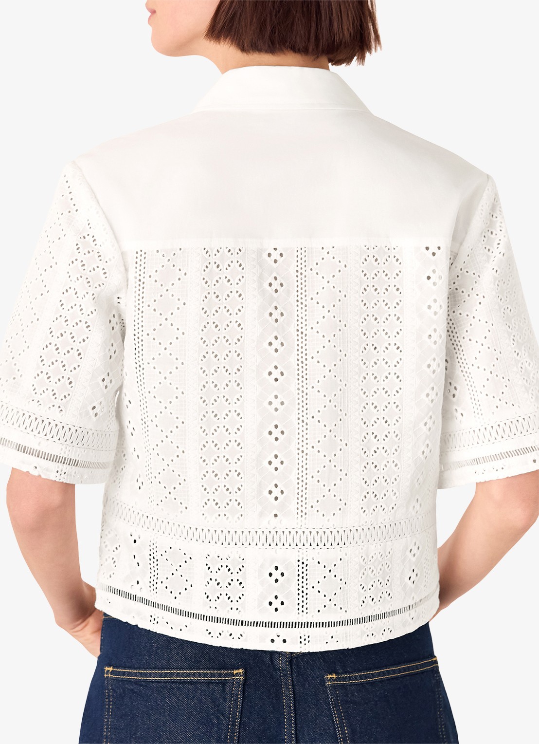Whistles Blouse van broderie - achterkant 3 wit