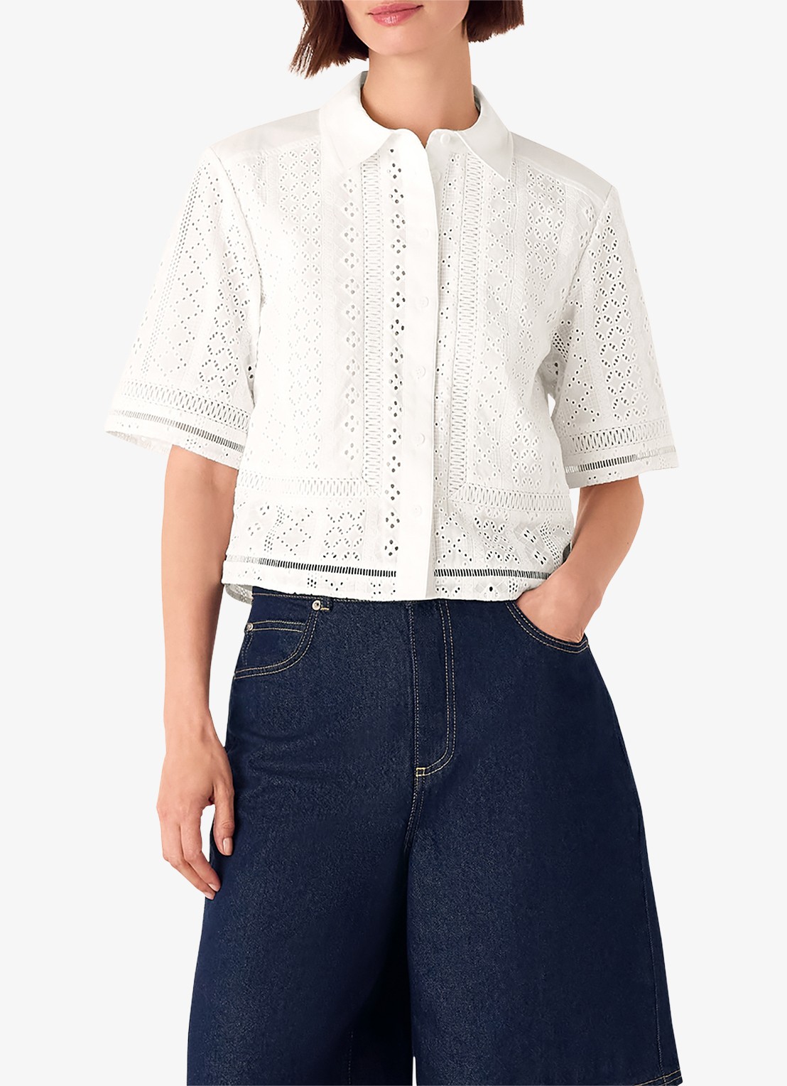 Whistles Blouse van broderie - detail wit