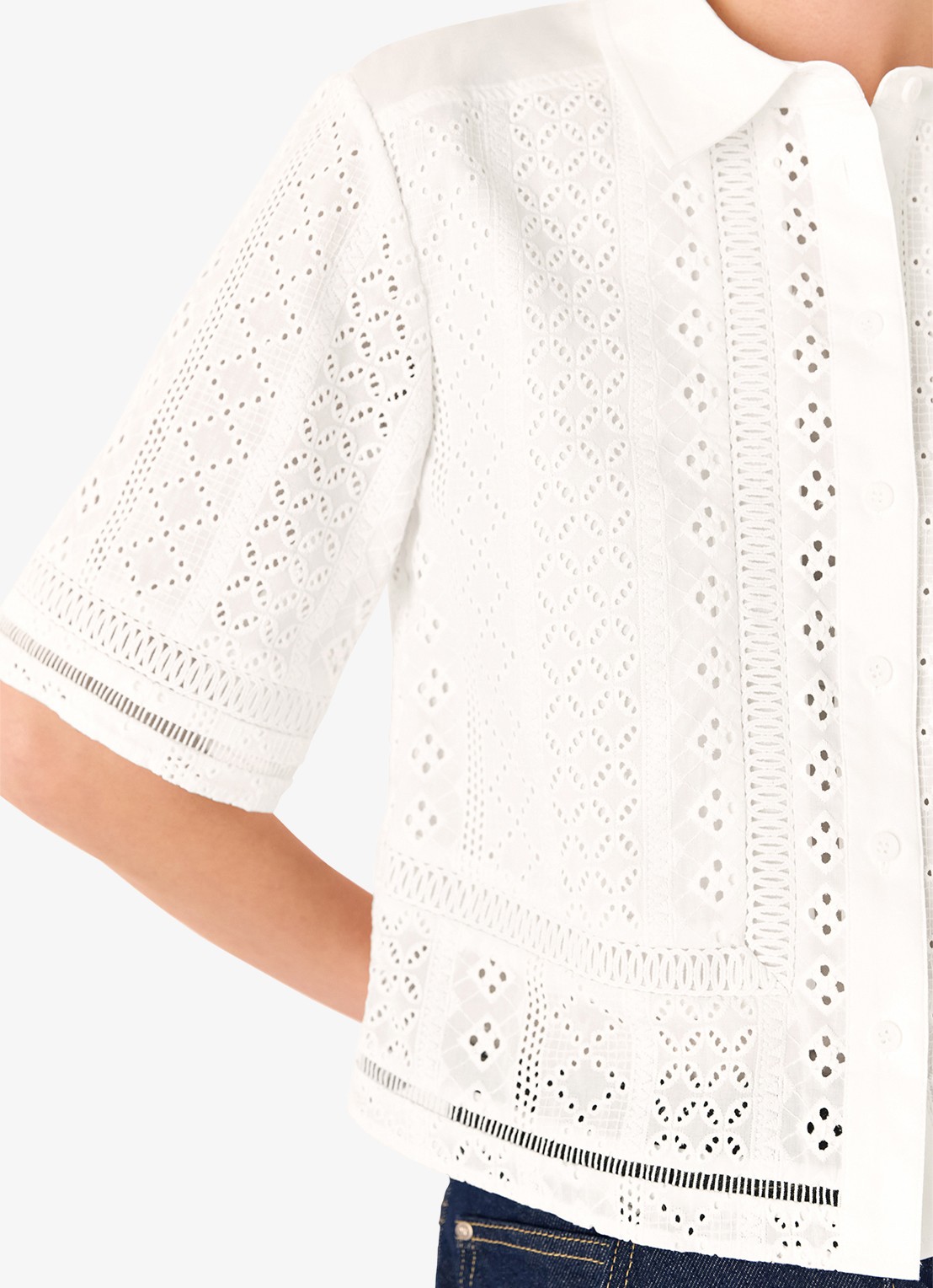 Whistles Blouse van broderie - detail 2 wit