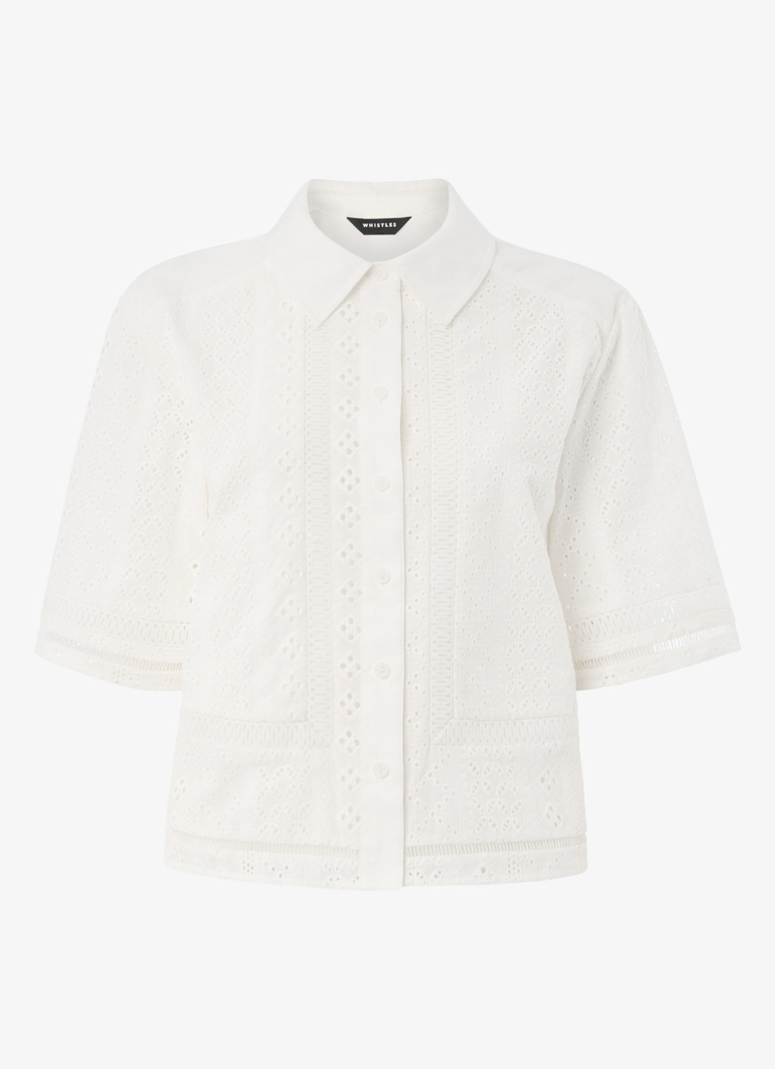 Whistles Blouse van broderie - voorkant 4 wit