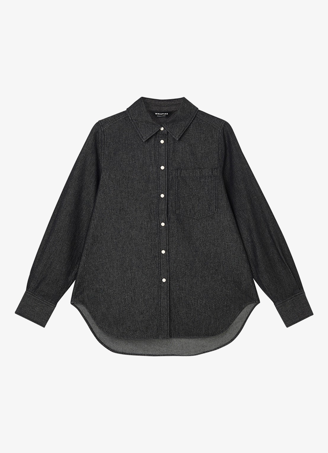 Whistles Blouse van denim met borstzak - voorkant donkergrijs
