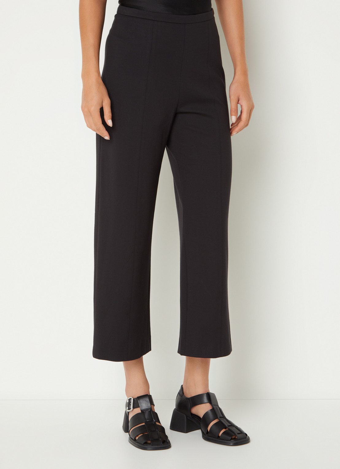 Whistles Camilla high waist cropped wide fit pantalon - detail zwart