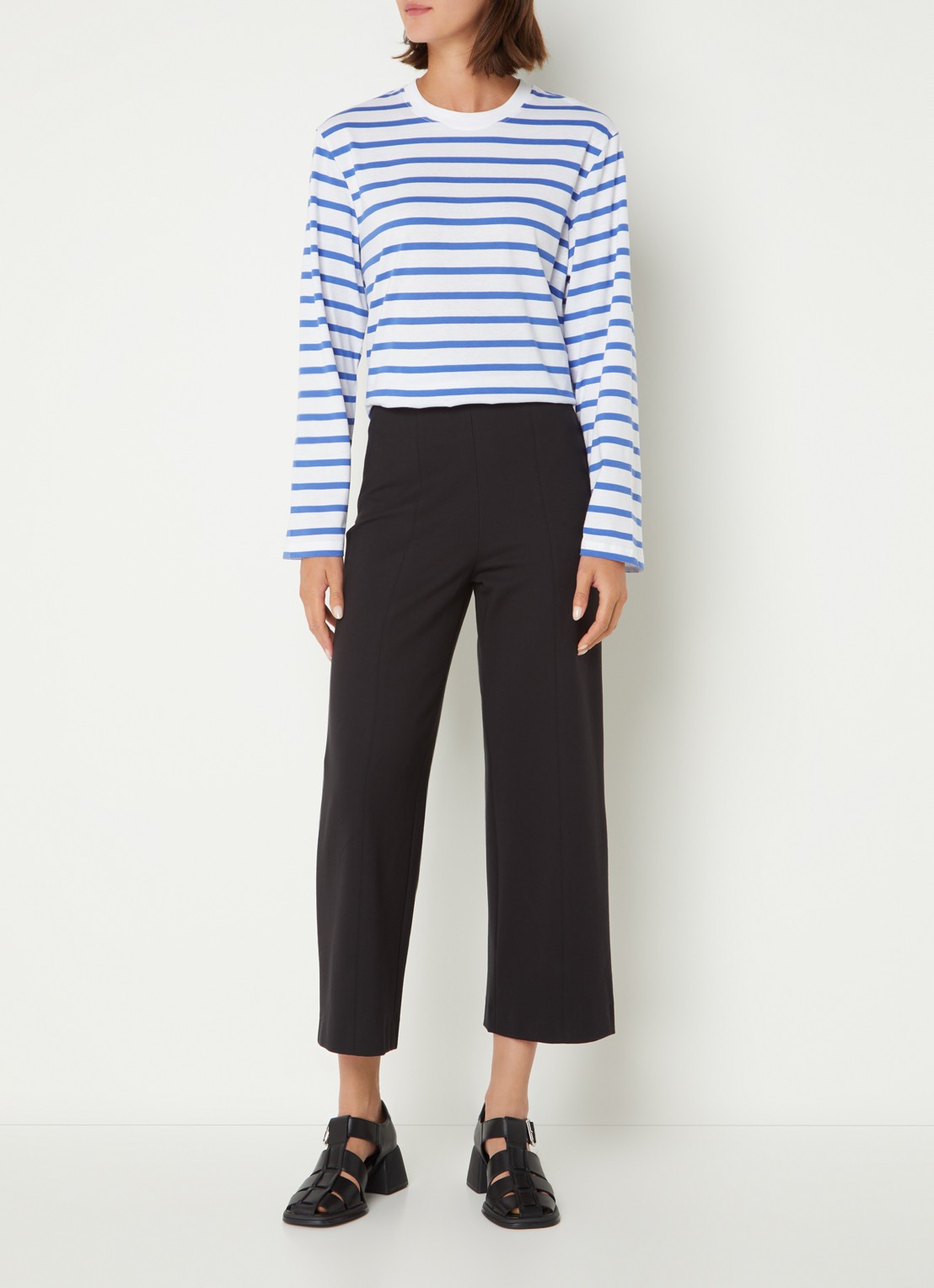 Whistles Camilla high waist cropped wide fit pantalon - voorkant 3 zwart