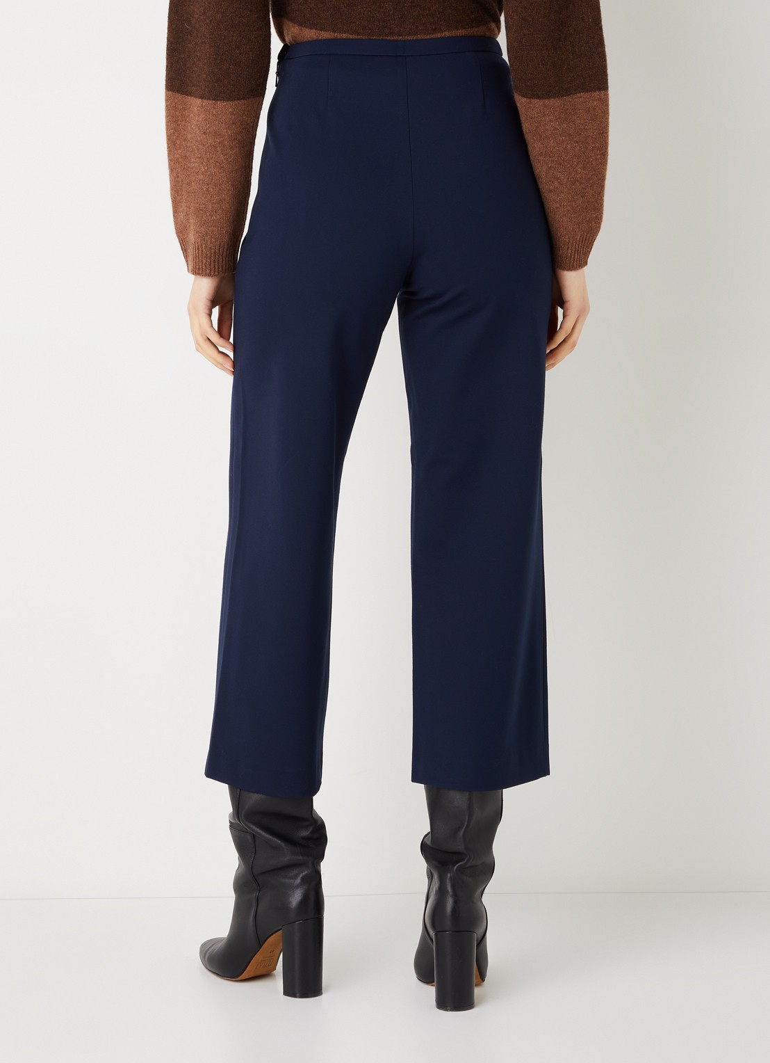 Whistles Camilla high waist wide fit cropped pantalon - achterkant donkerblauw