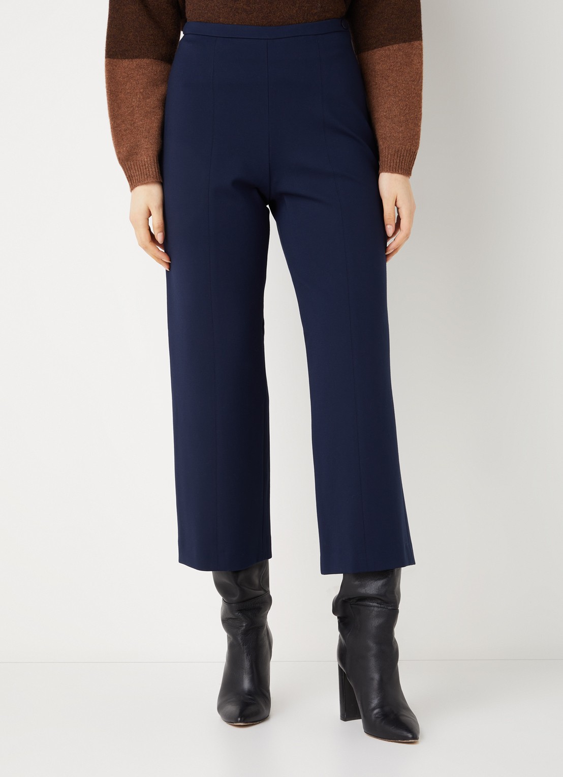 Whistles Camilla high waist wide fit cropped pantalon - detail 4 donkerblauw