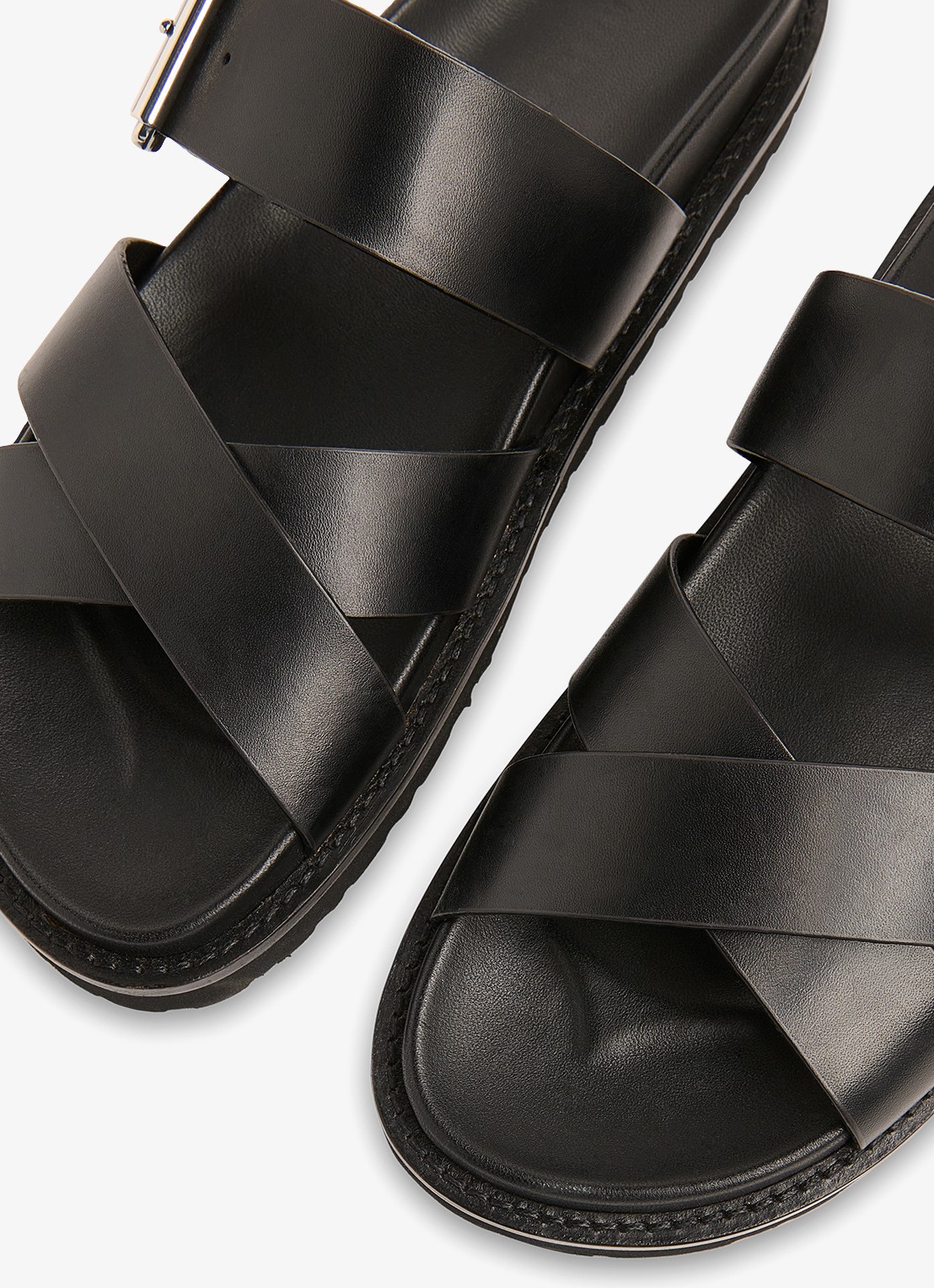 Whistles Celestine slipper van leer - detail 3 zwart